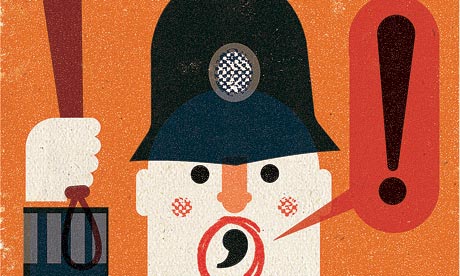 'The debate about how far language ought to be allowed to evolve is an old one.' Illustration: Adam Howling for the Guardian